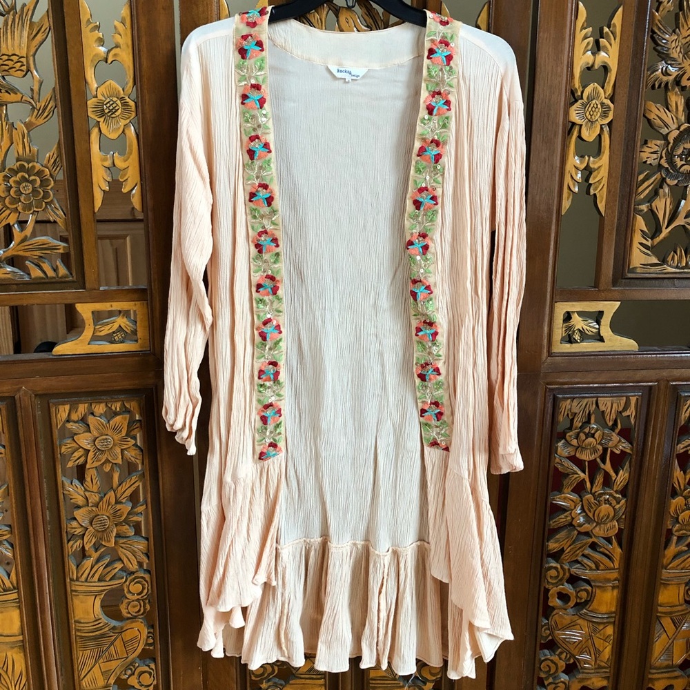 Rocks & Indigo Floral Embroidery Duster Cardigan